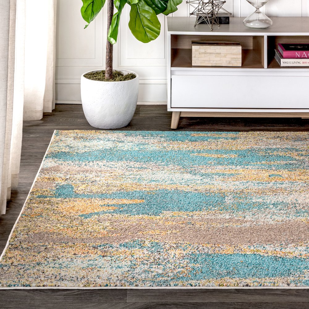 Contemporary Pop Modern Abstract Vintage Waterfall Area Rug. Picture 3