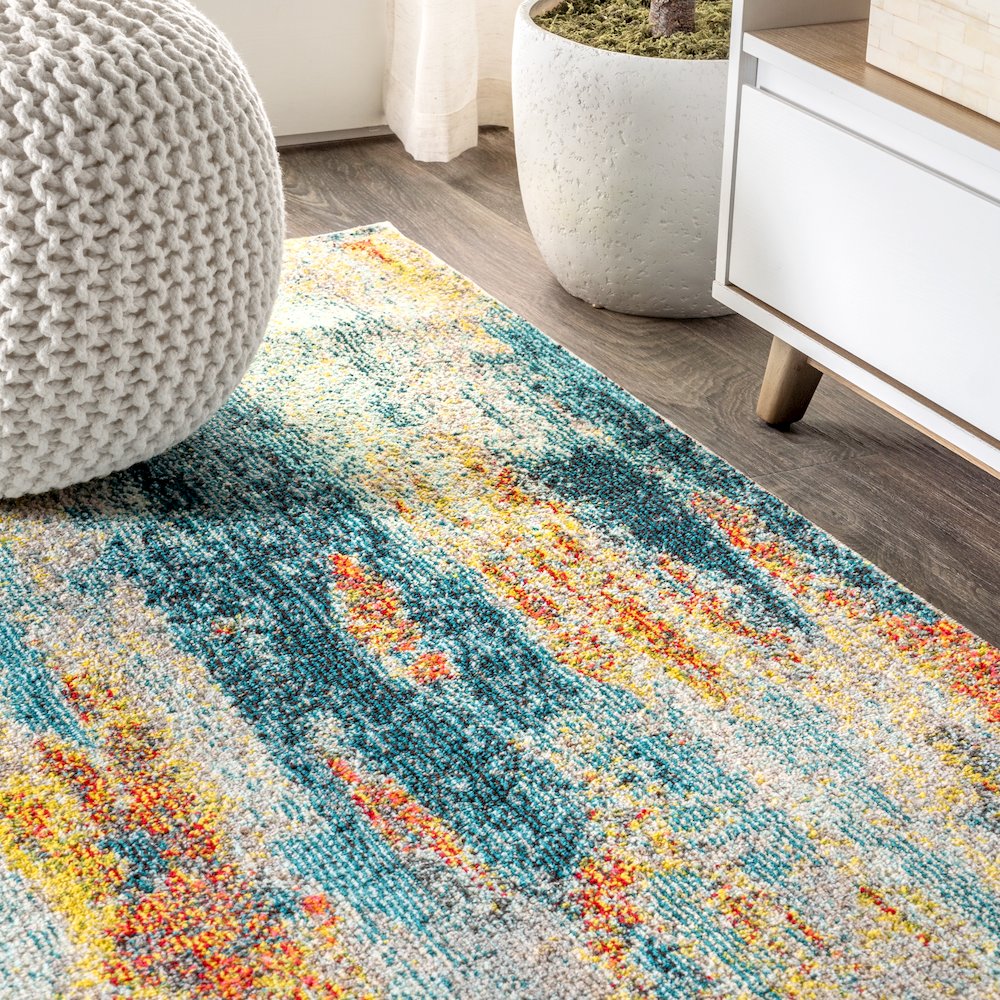 Contemporary Pop Modern Abstract Vintage Waterfall Area Rug. Picture 7