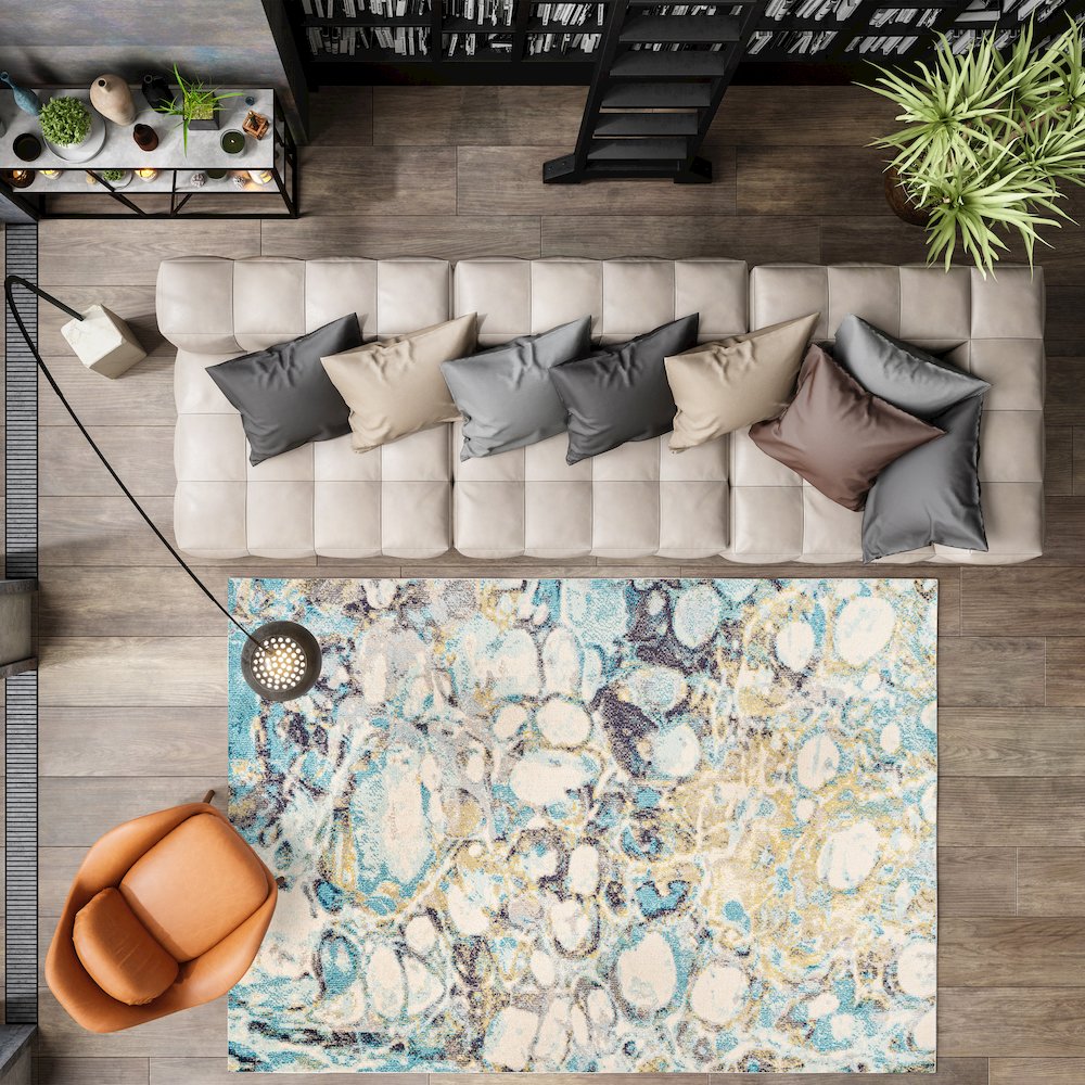 Pebble Marbled Abstract Area Rug. Picture 5