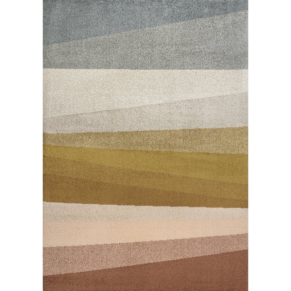 Prism Geometric Striped Red/Yellow/Gray 4 ft. x 6 ft. Area Rug. Picture 1