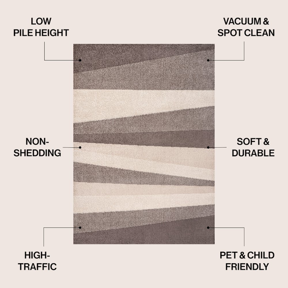 Prism Geometric Striped Beige/Brown 4 ft. x 6 ft. Area Rug. Picture 4