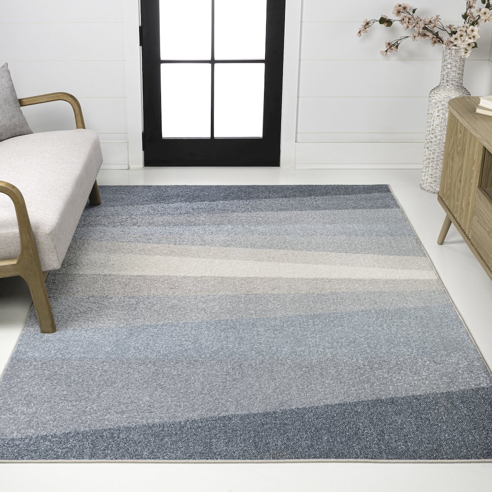 Prism Geometric Striped Blue/Cream/Gray 4 ft. x 6 ft. Area Rug. Picture 2