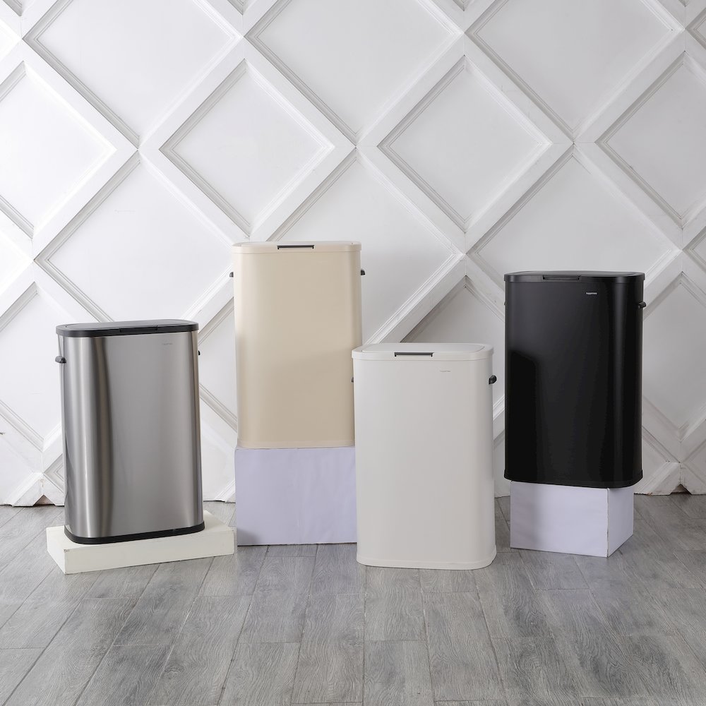 Tammi Kitchen Slim Metal Push Button Trash Can. Picture 5