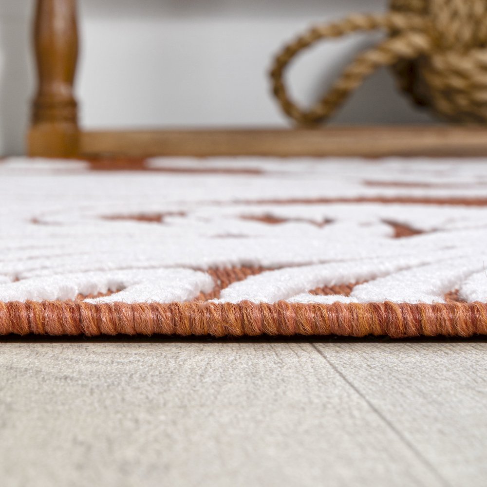 Tobago High-Low Two Tone Monstera Leaf Area Rug. Picture 11