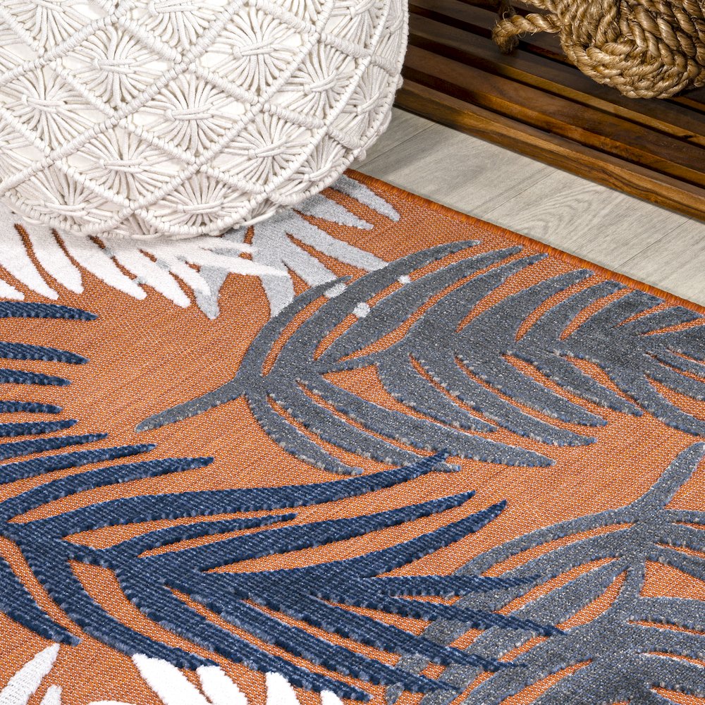 Montego High-Low Tropical Palm Area Rug. Picture 7