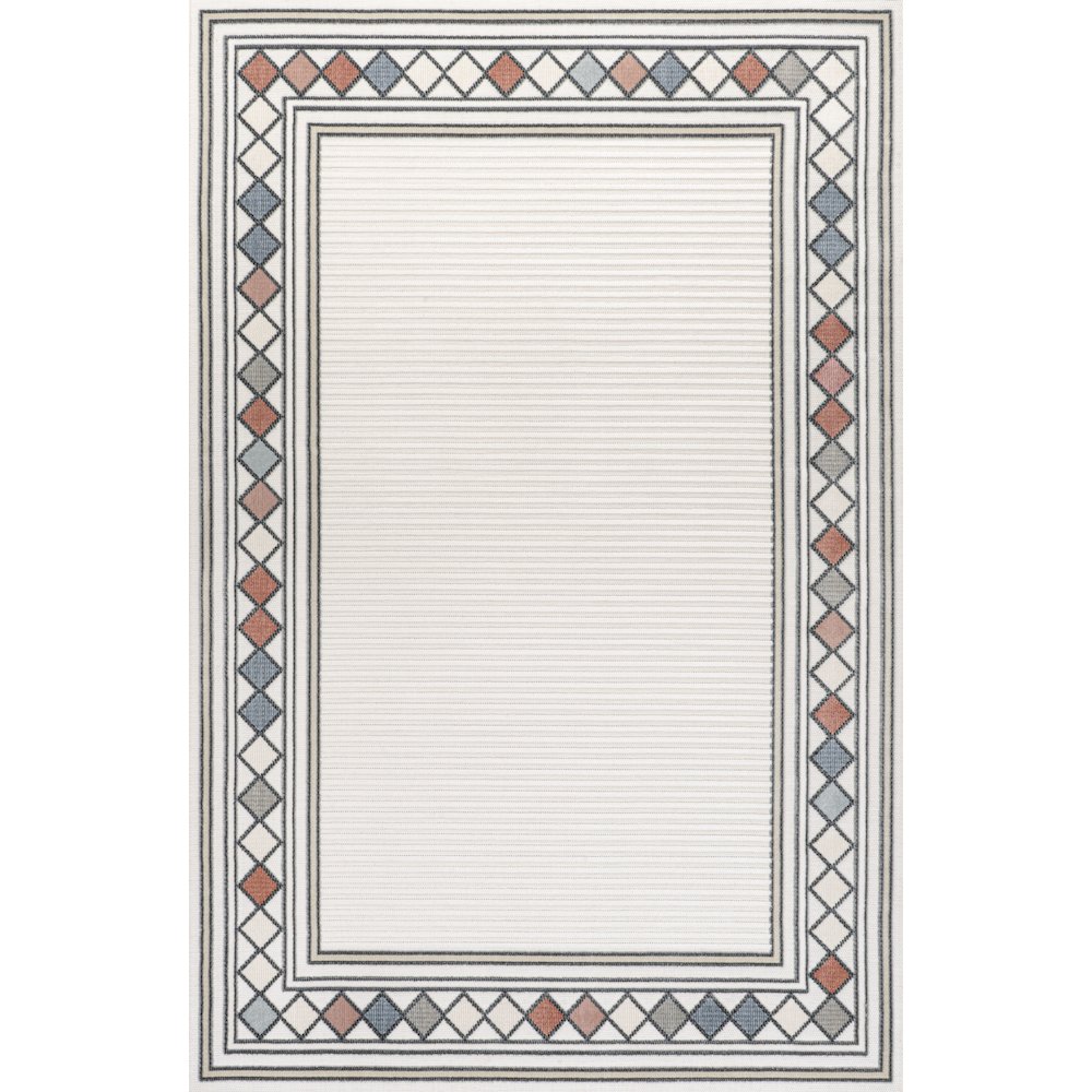 Sebastian High-Low Modern Diamond Border Area Rug. Picture 1