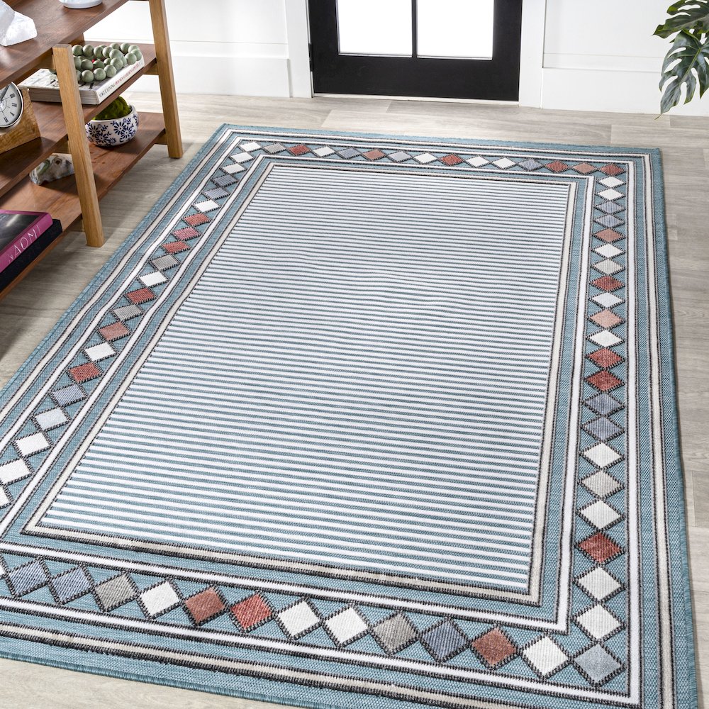 Sebastian High-Low Modern Diamond Border Area Rug. Picture 2