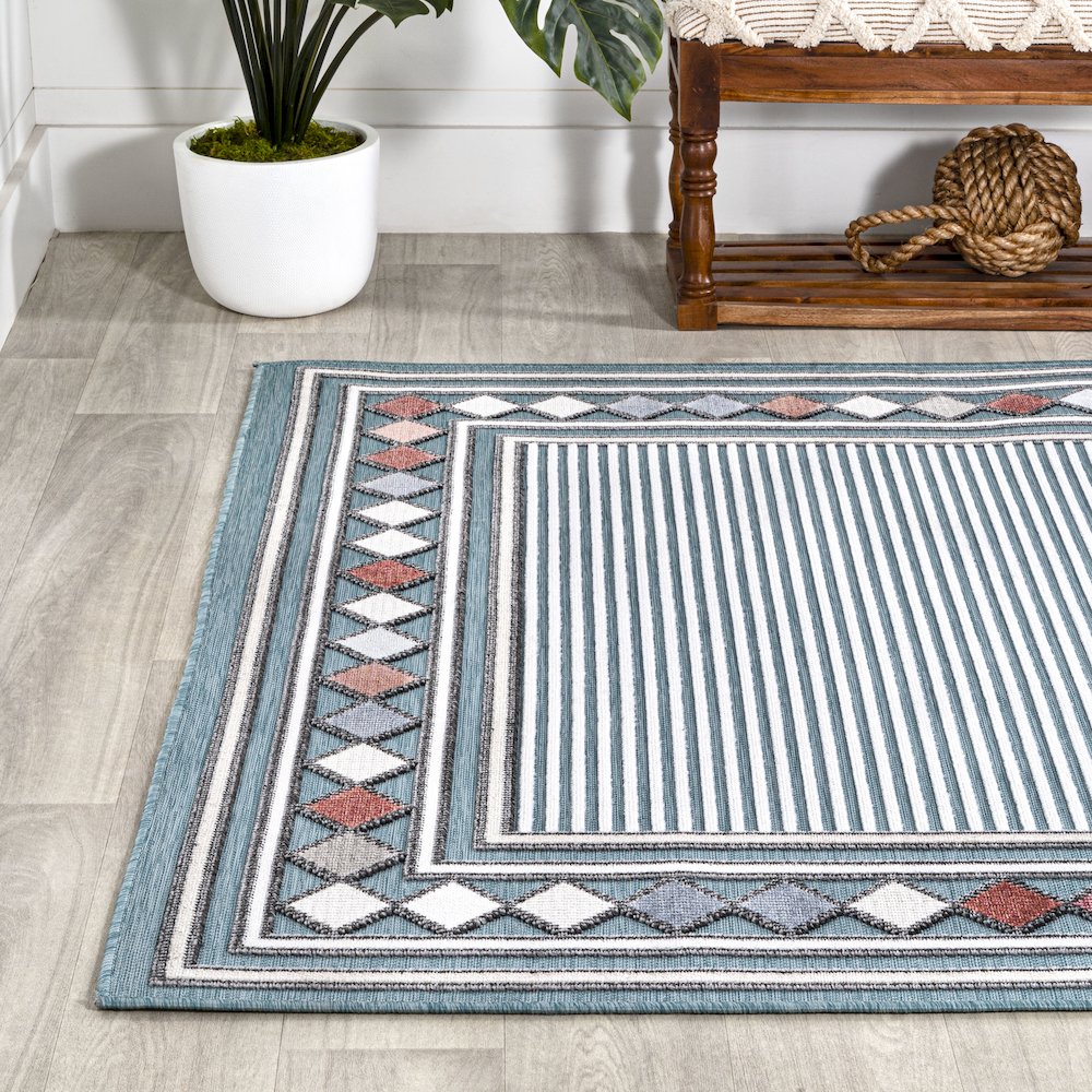 Sebastian High-Low Modern Diamond Border Area Rug. Picture 3