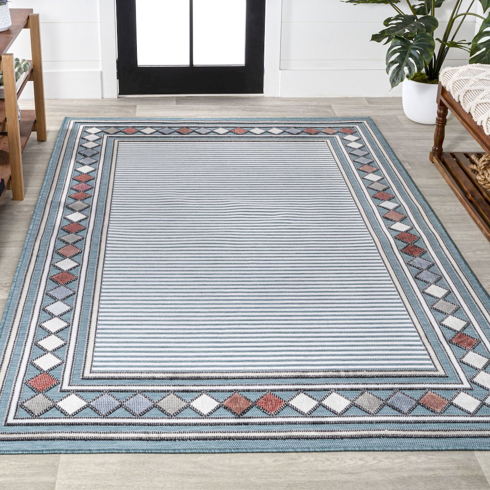 Sebastian High-Low Modern Diamond Border Area Rug. Picture 4