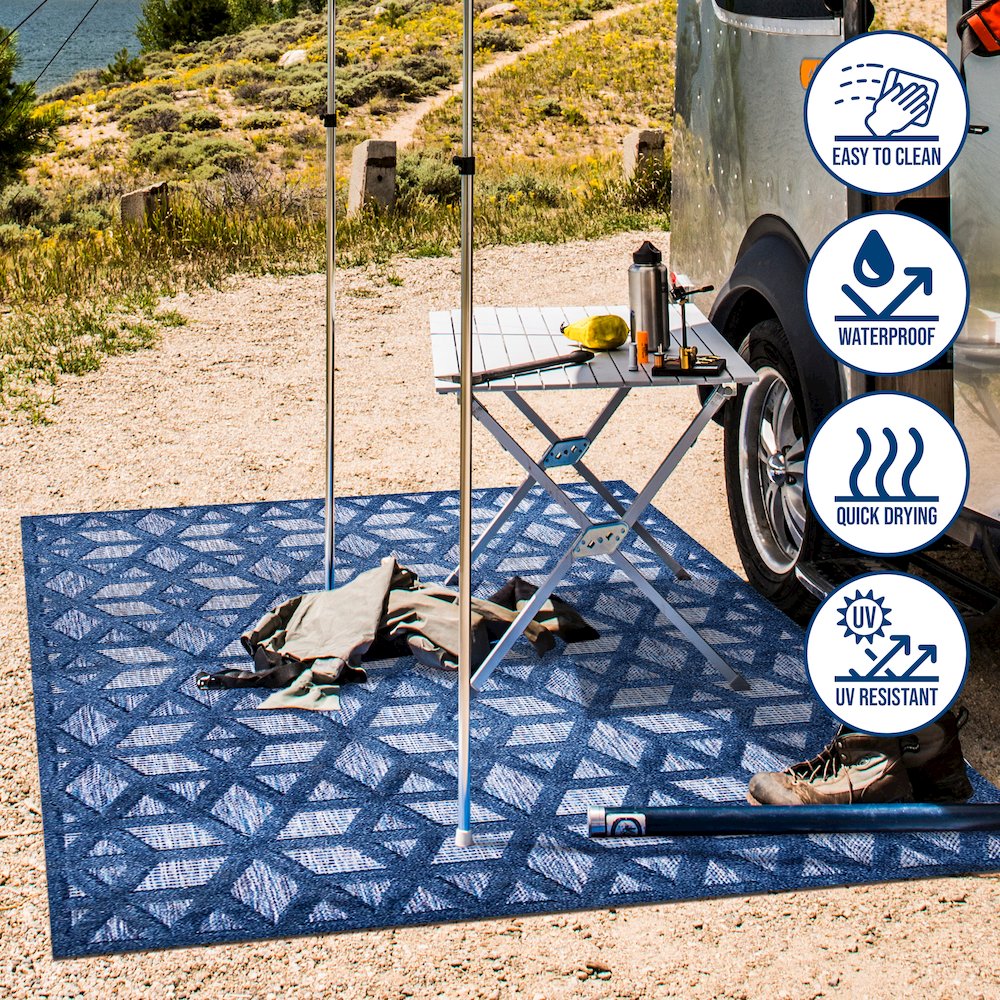 Talaia Neutral Geometric Indoor/Outdoor Area Rug. Picture 10
