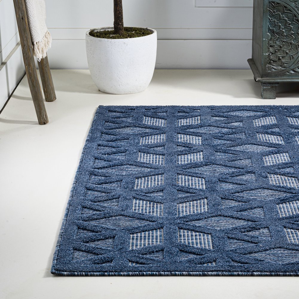 Talaia Neutral Geometric Indoor/Outdoor Area Rug. Picture 3