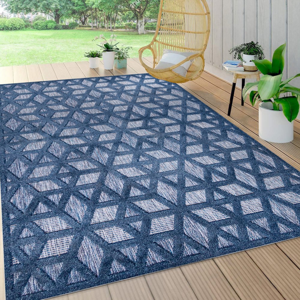 Talaia Neutral Geometric Indoor/Outdoor Area Rug. Picture 6