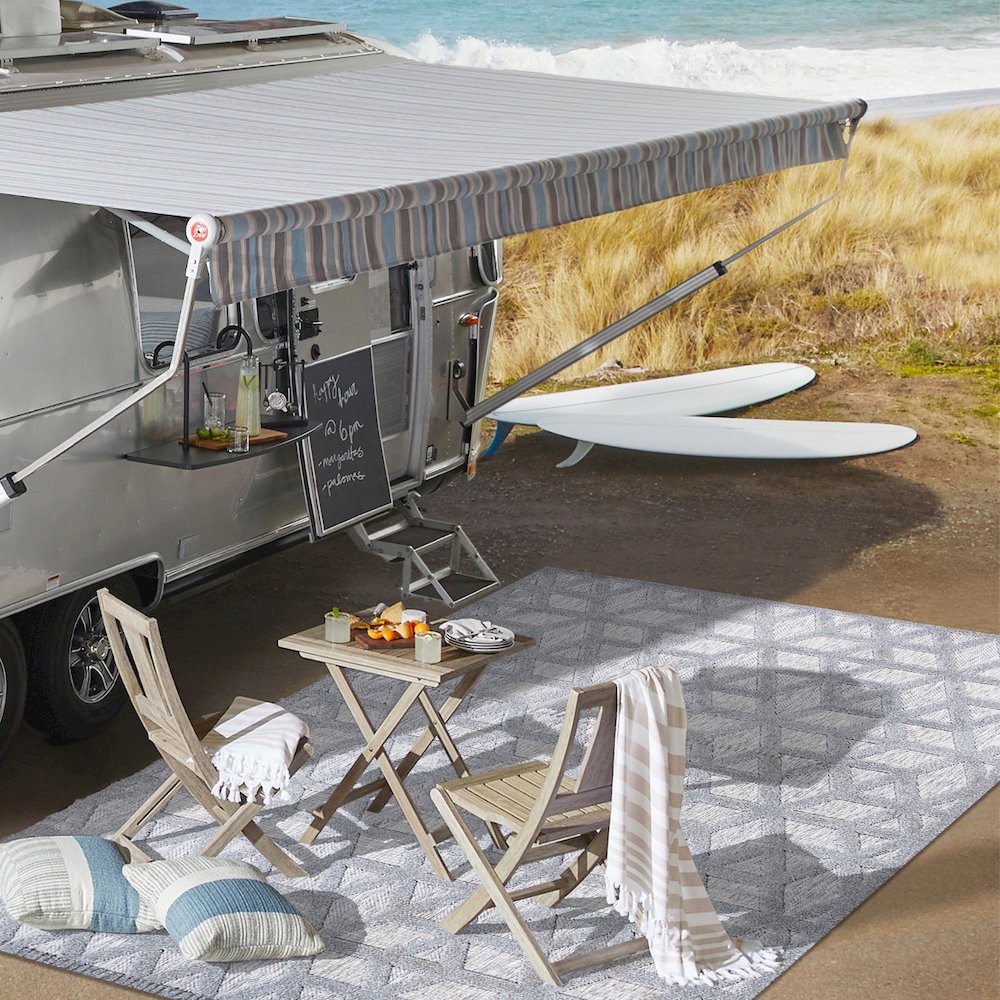Talaia Neutral Geometric Indoor/Outdoor Area Rug. Picture 9