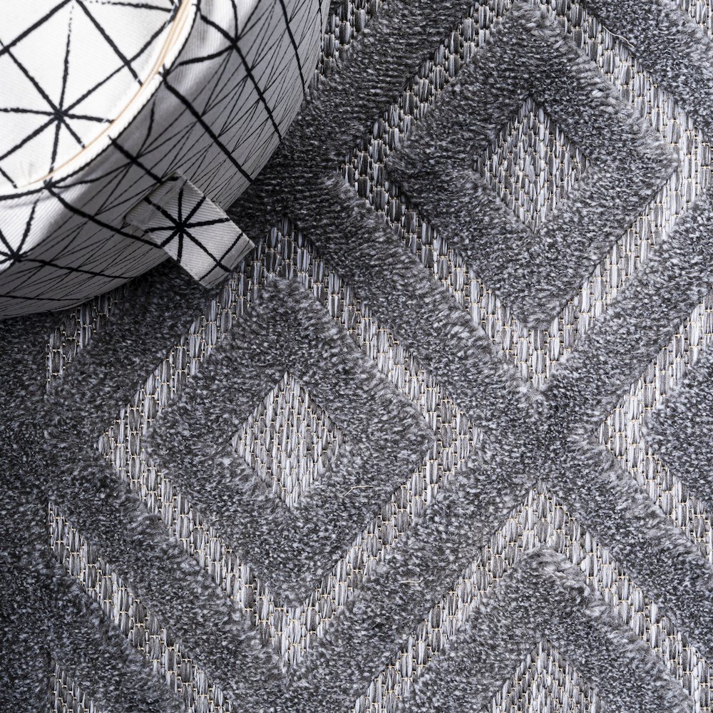 Portmany Neutral Diamond Trellis Indoor/Outdoor Area Rug. Picture 11