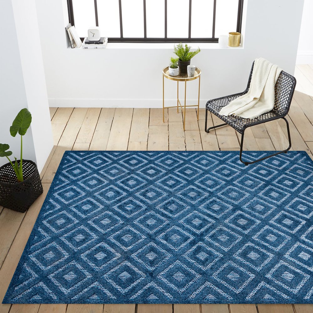 Portmany Neutral Diamond Trellis Indoor/Outdoor Area Rug. Picture 16