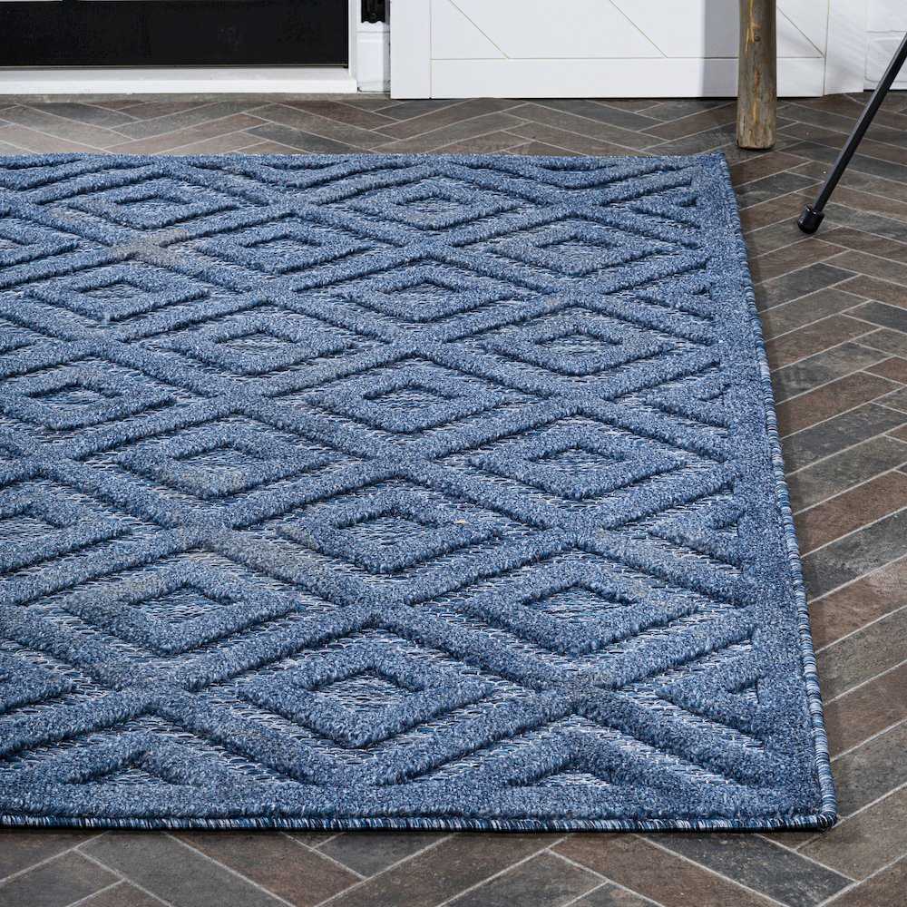 Portmany Neutral Diamond Trellis Indoor/Outdoor Area Rug. Picture 7