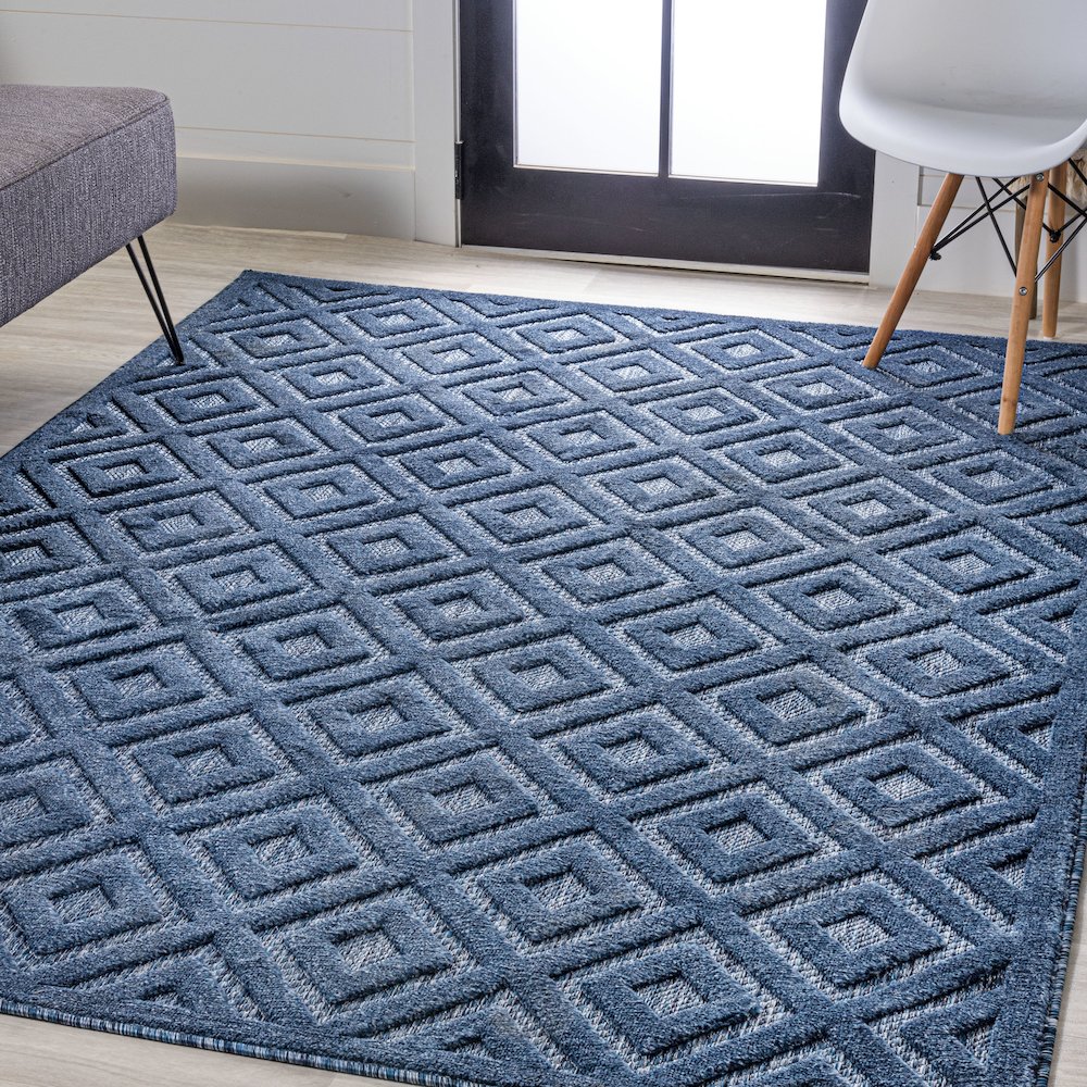 Portmany Neutral Diamond Trellis Indoor/Outdoor Area Rug. Picture 5