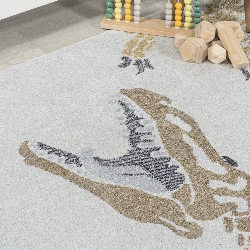 Kingdarr T-Rex Modern Kids Machine-Washable Area Rug. Picture 5