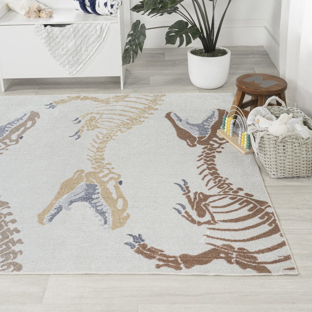 Kingdarr T-Rex Modern Kids Machine-Washable Area Rug. Picture 1