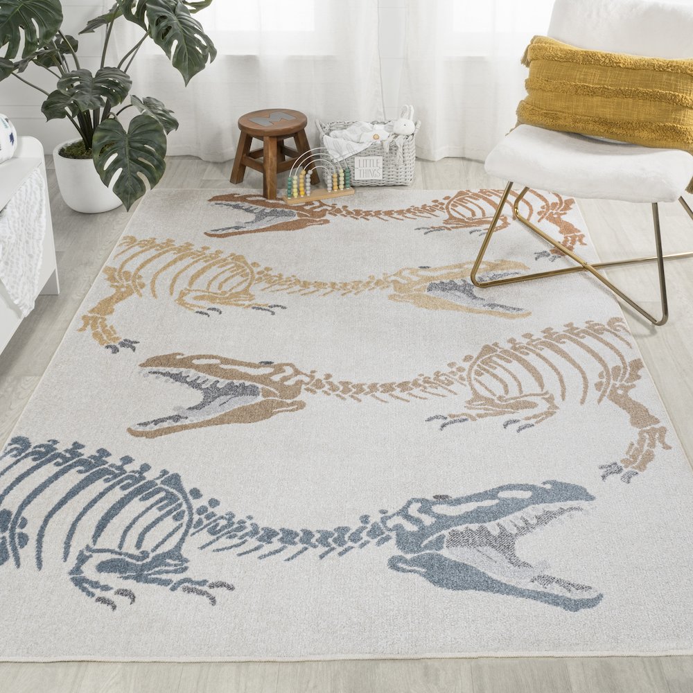 Kingdarr T-Rex Modern Kids Machine-Washable Area Rug. Picture 2