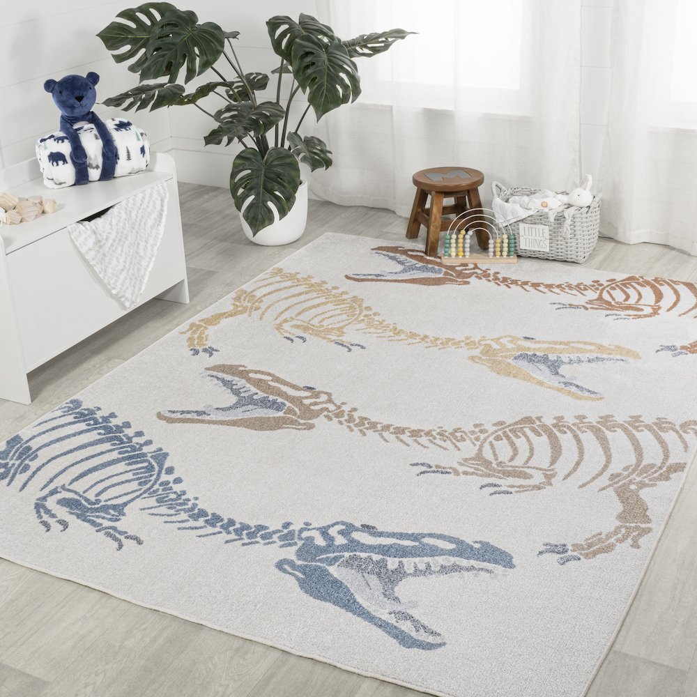 Kingdarr T-Rex Modern Kids Machine-Washable Area Rug. Picture 3