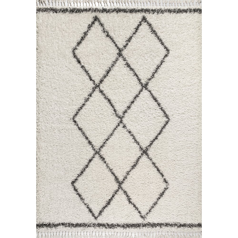 Beautiful Mercer Shag Plush Tassel Moroccan Tribal Geometric Trellis Area Rug. Picture 1