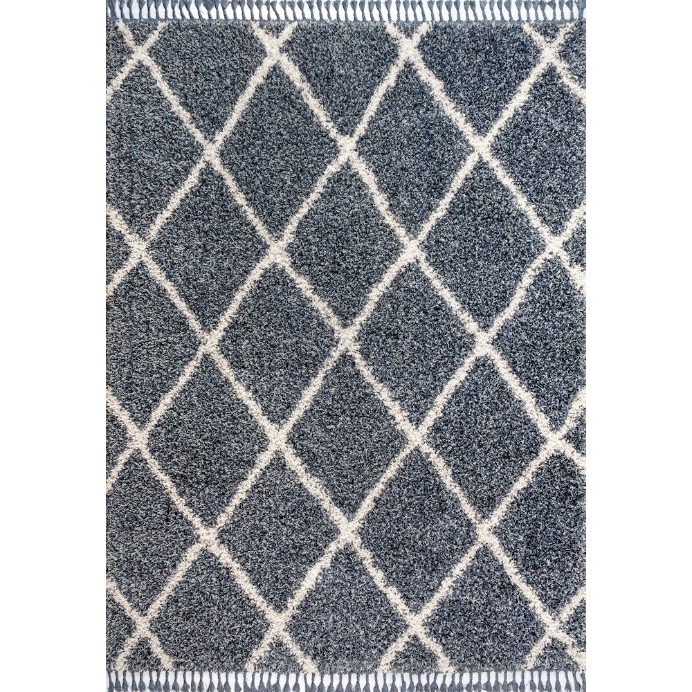 Gabrielle Mercer Shag Plush Tassel Moroccan Geometric Trellis Area Rug. Picture 1