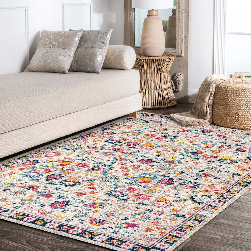 Alfombra Modern Persian Boho Floral Area Rug. Picture 12