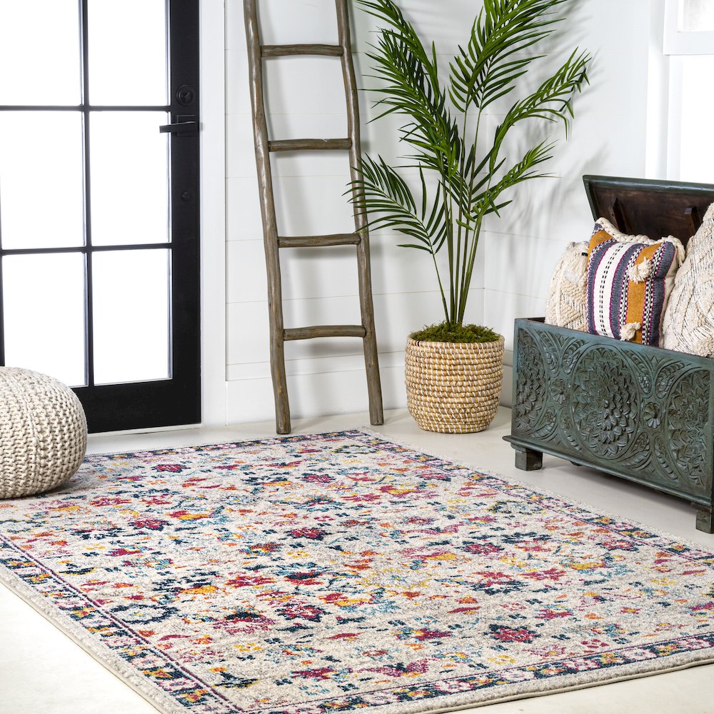 Alfombra Modern Persian Boho Floral Area Rug. Picture 5