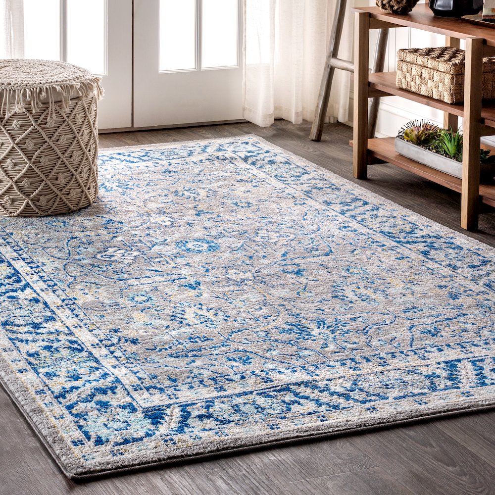 Modern Persian Boho Floral Area Rug. Picture 2