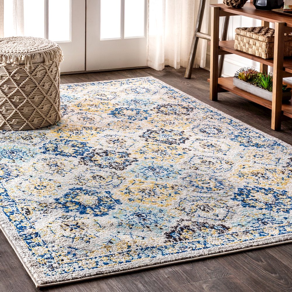 Modern Persian Boho Vintage Trellis Area Rug. Picture 2