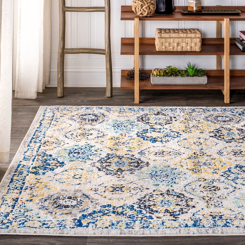 Modern Persian Boho Vintage Trellis Area Rug. Picture 3