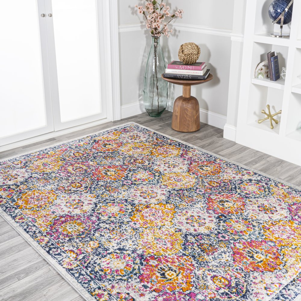 Modern Persian Boho Vintage Trellis Area Rug. Picture 4
