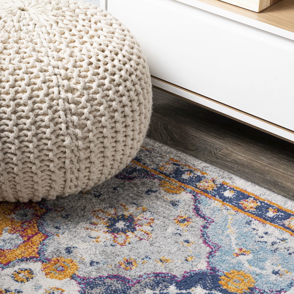 Kirman Bohemian Medallion Area Rug. Picture 9