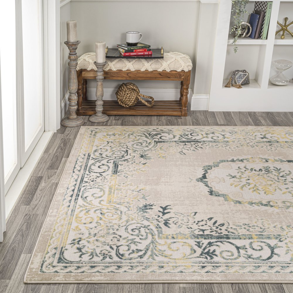 Rosalia Cottage Medallion Area Rug. Picture 3