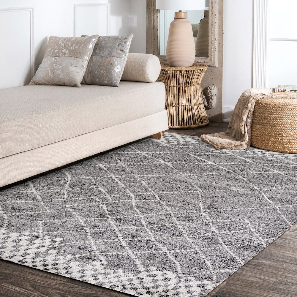 Asilah Moroccan Modern Diamond Area Rug. Picture 10