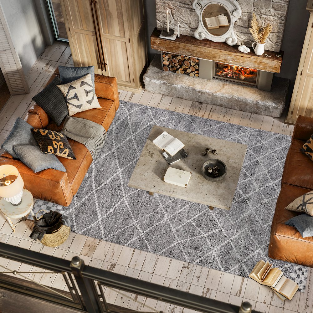 Asilah Moroccan Modern Diamond Area Rug. Picture 5