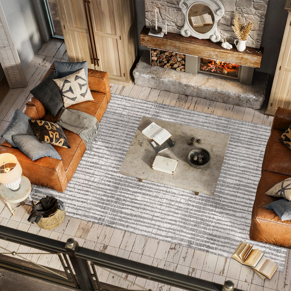 Skoura Modern Bold Stripe Area Rug. Picture 5