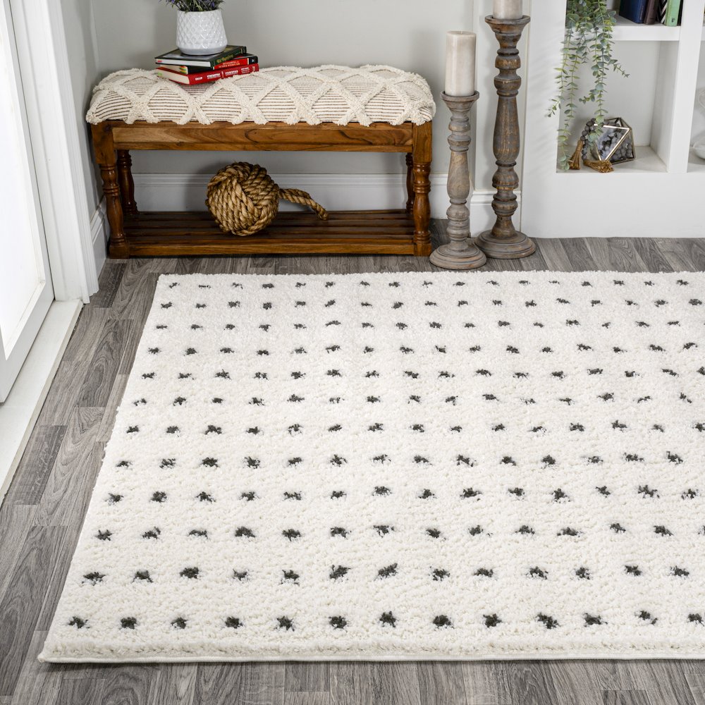 Pele Modern Geometric Dot Shag Area Rug. Picture 3