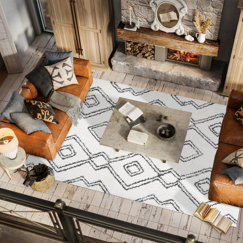 Deia Moroccan Style Diamond Shag Area Rug. Picture 5