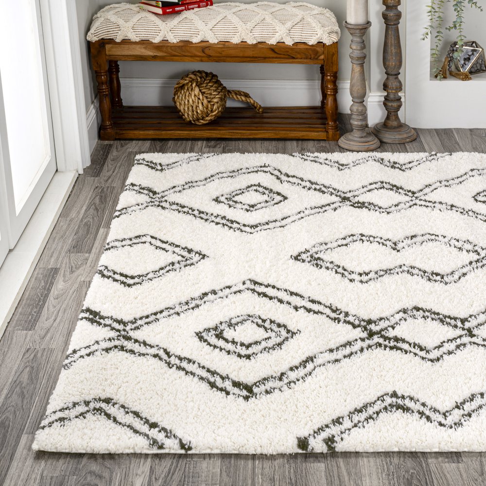 Deia Moroccan Style Diamond Shag Area Rug. Picture 3