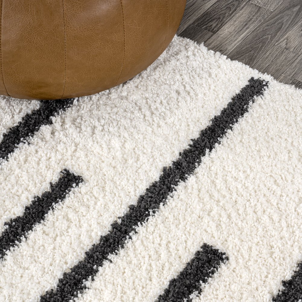 Alaro Berber Stripe Shag Area Rug. Picture 7