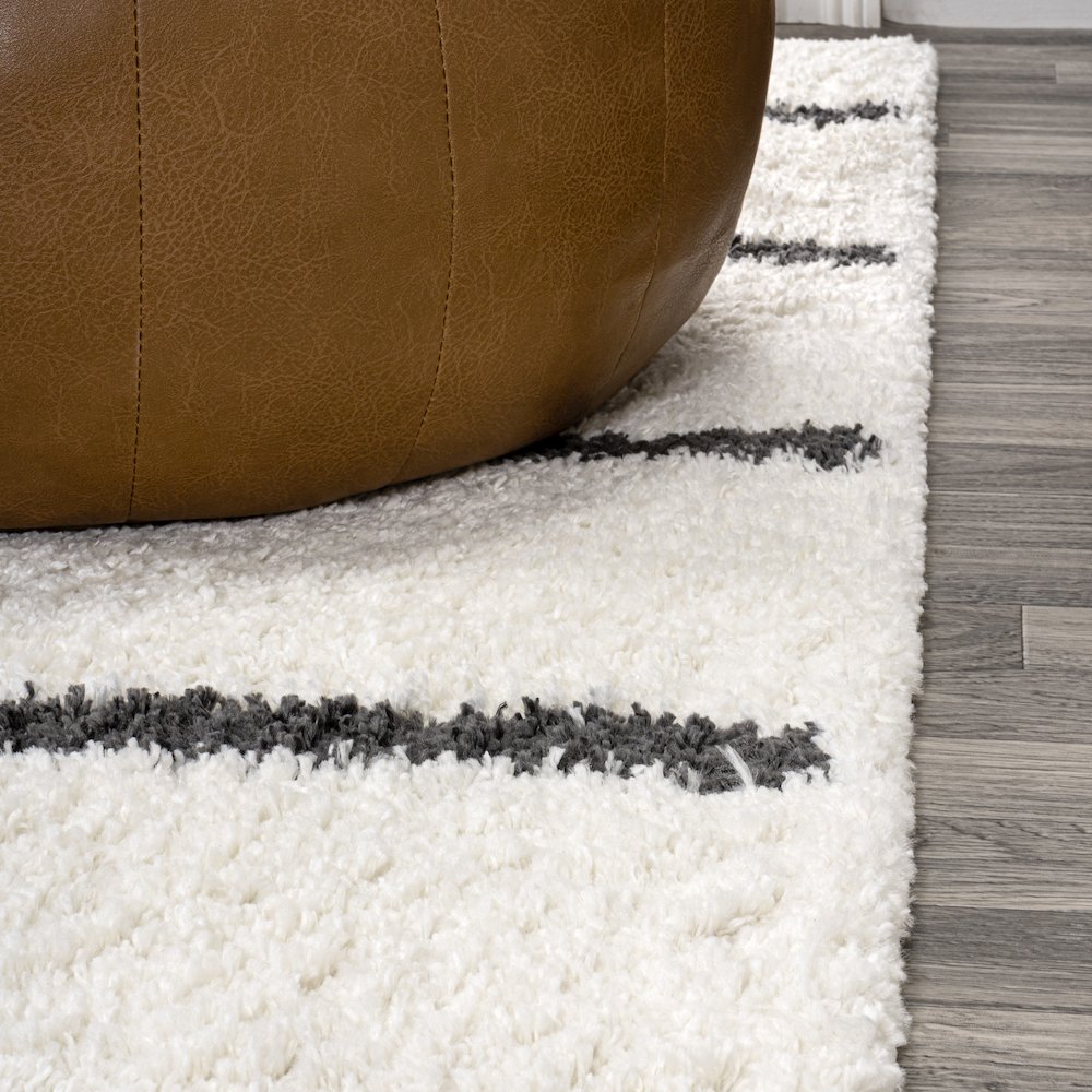 Alaro Berber Stripe Shag Area Rug. Picture 8