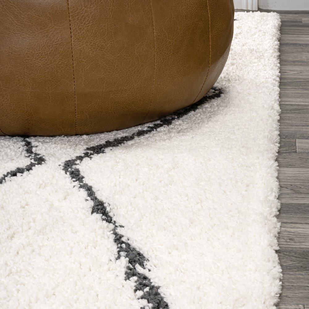 Catala Moroccan Diamond Shag Area Rug. Picture 8