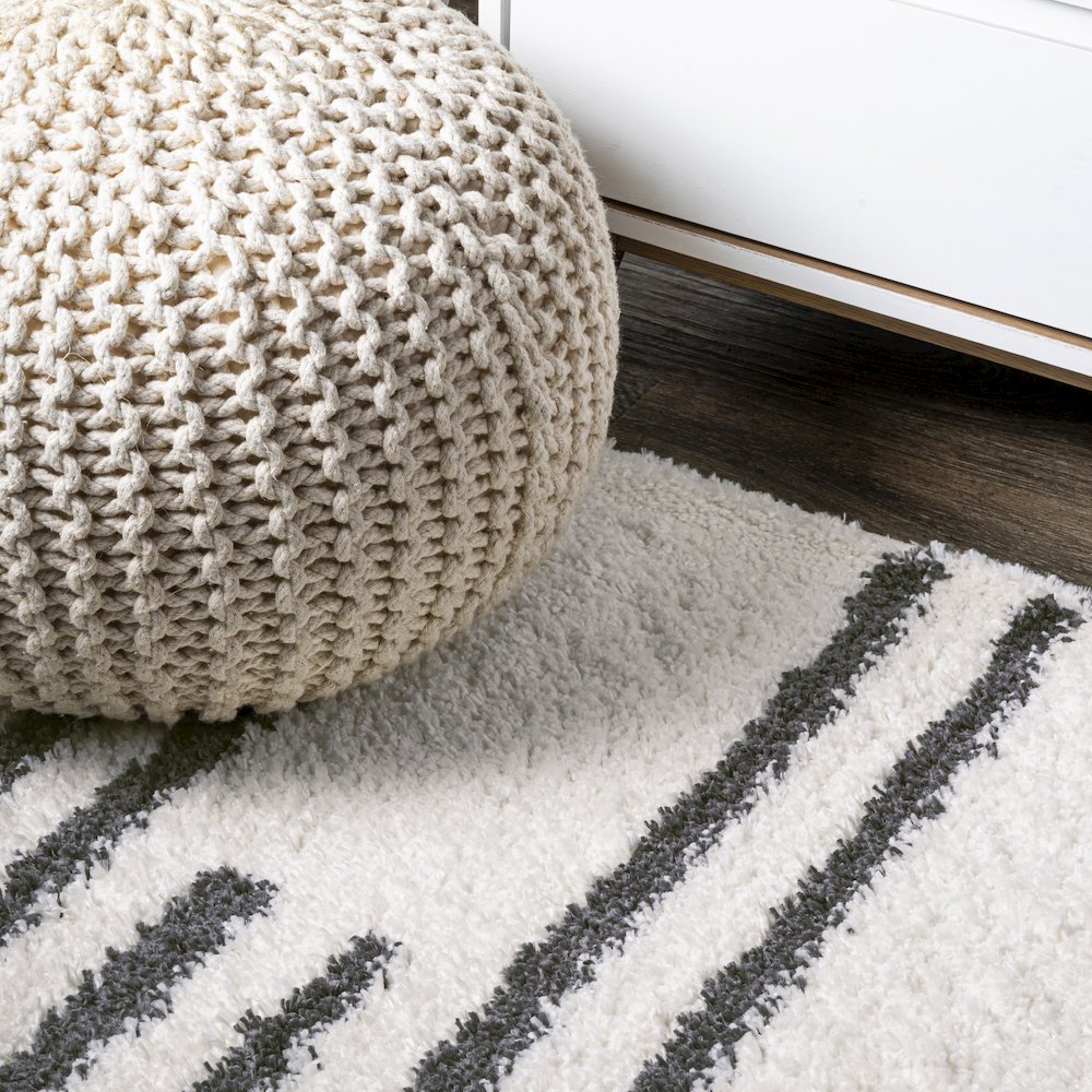 Petra Stripe Geometric Shag Area Rug. Picture 7