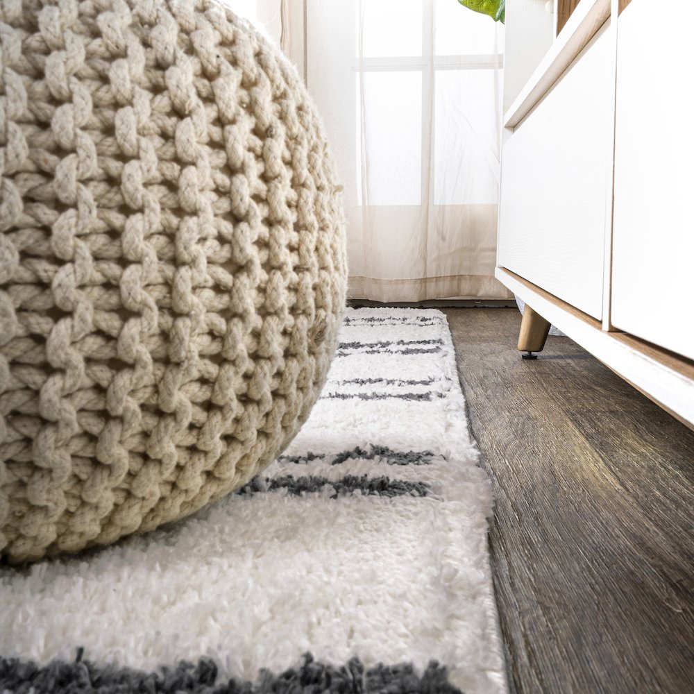 Petra Stripe Geometric Shag Area Rug. Picture 9