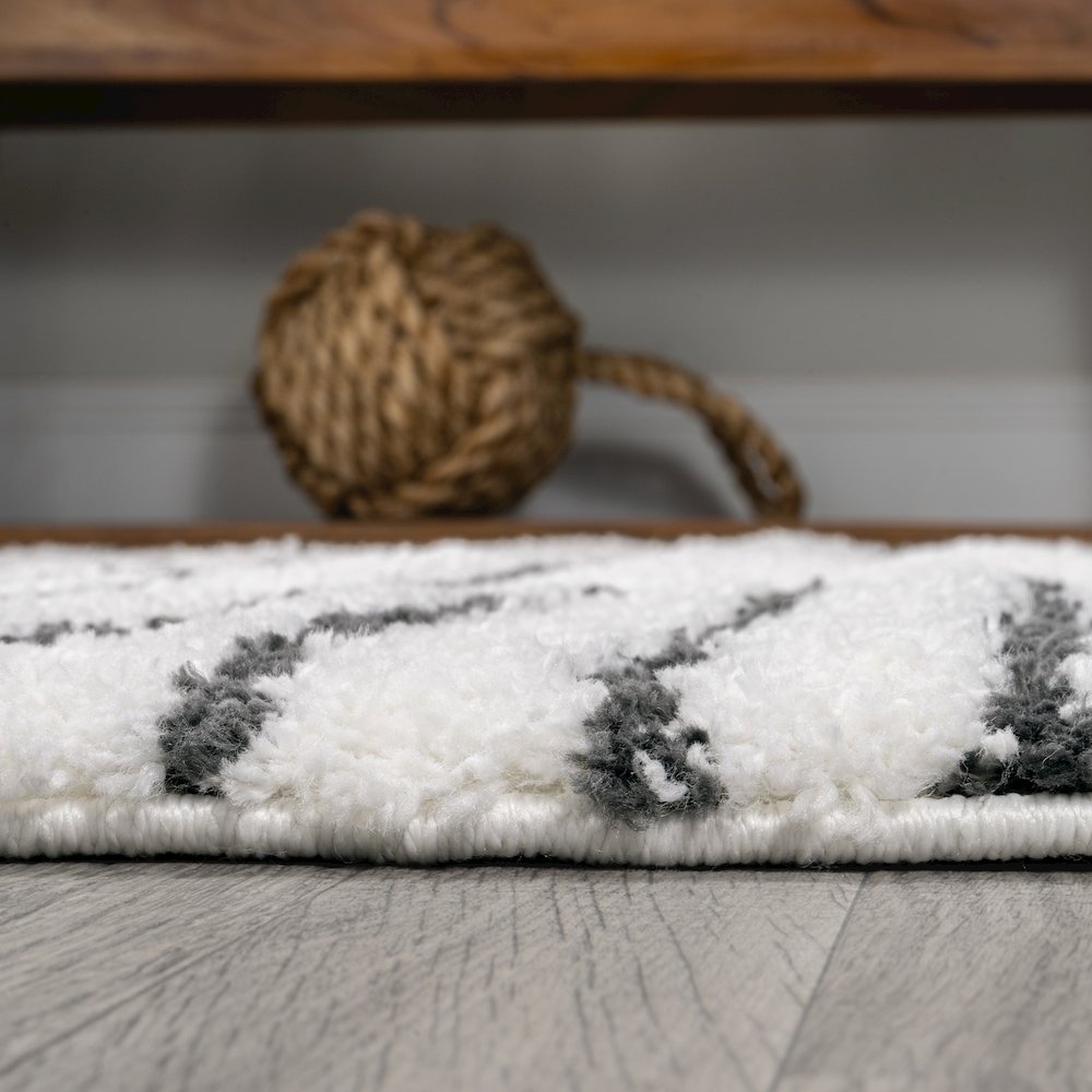 Petra Abstract Stripe Geometric Shag Area Rug. Picture 13