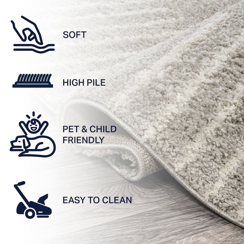 Petra Abstract Stripe Geometric Shag Area Rug. Picture 6