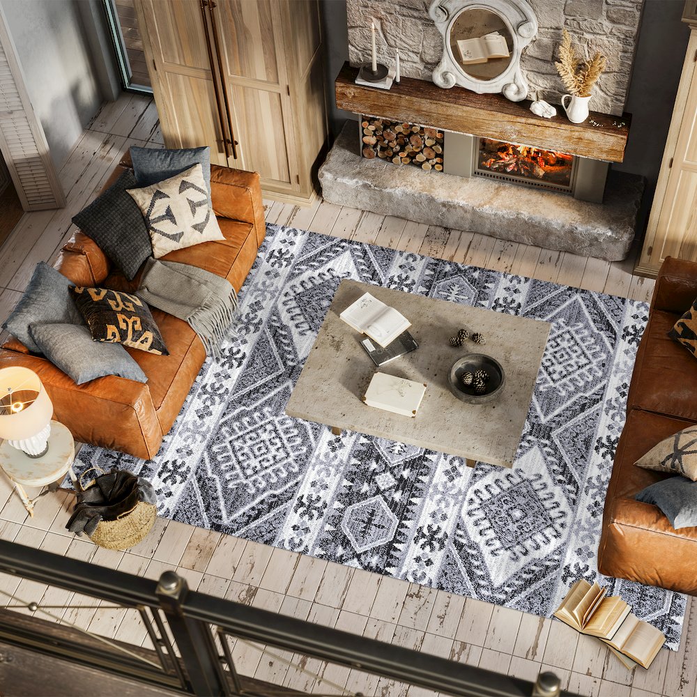Sura Modern Kilim Geometric Area Rug. Picture 5