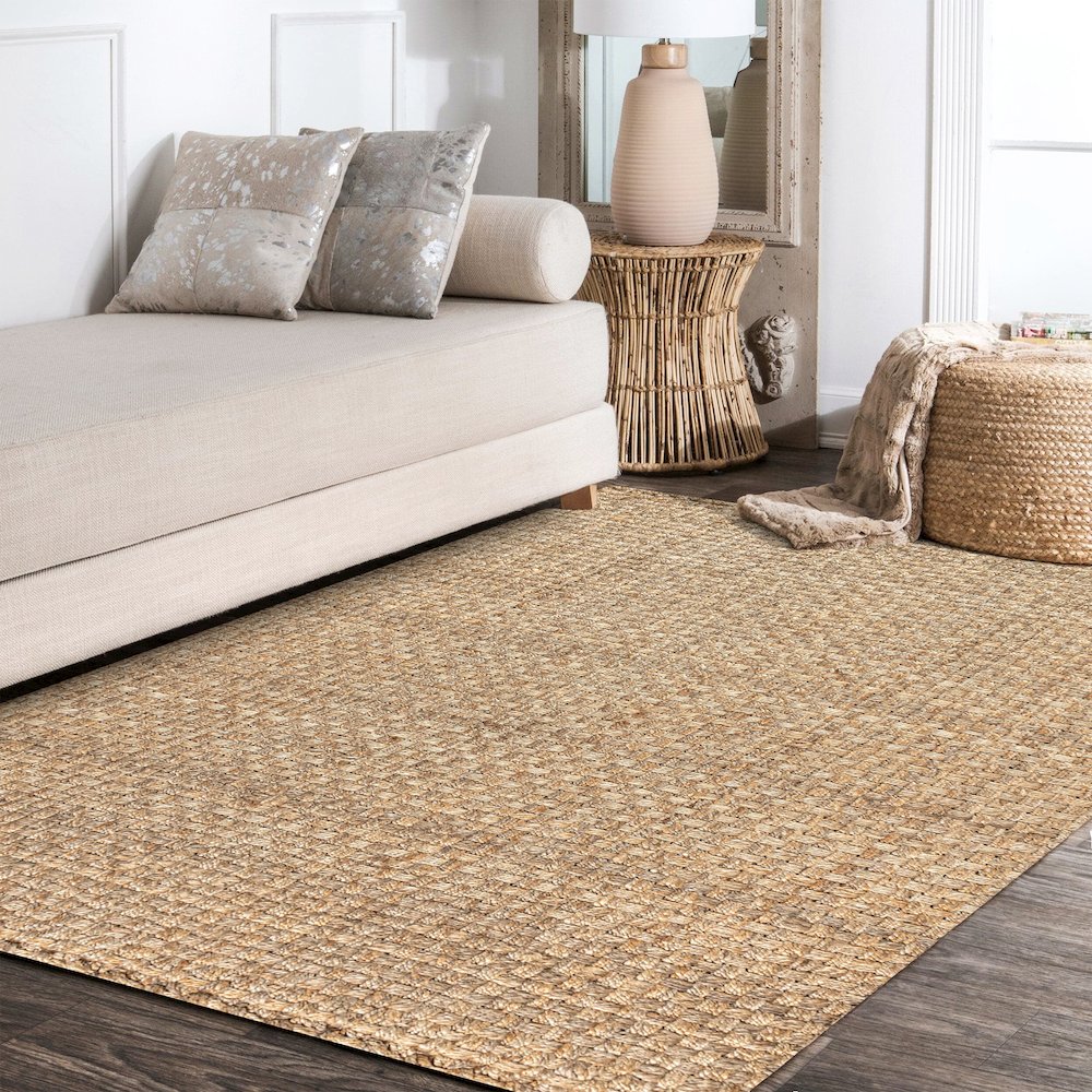 Estera Hand Woven Boucle Chunky Jute Area Rug. Picture 9